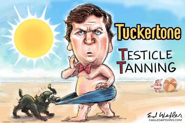 On Tucker Carlson (Ed Wexler, CagleCartoons.com)